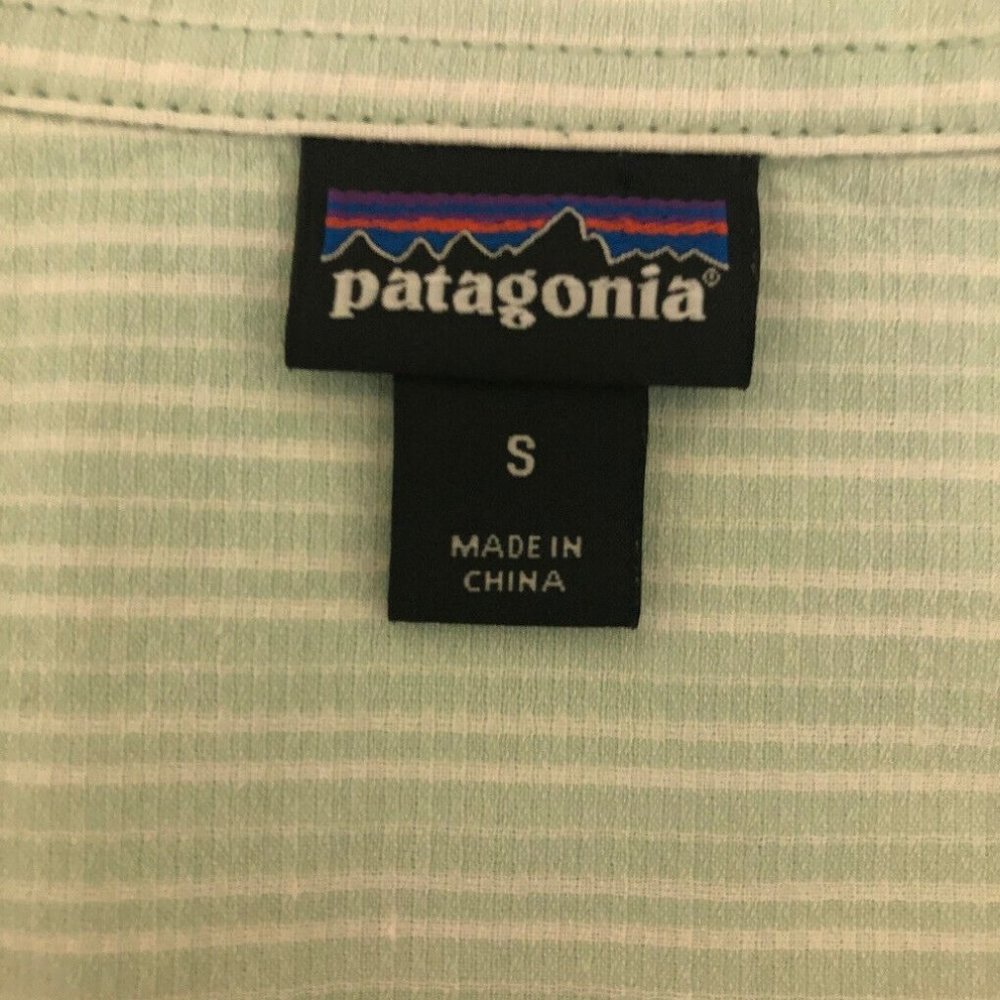Patagonia Womens Lightweight A/C Buttondown Shirt Size S Green White Stripe - Picture 6 of 9